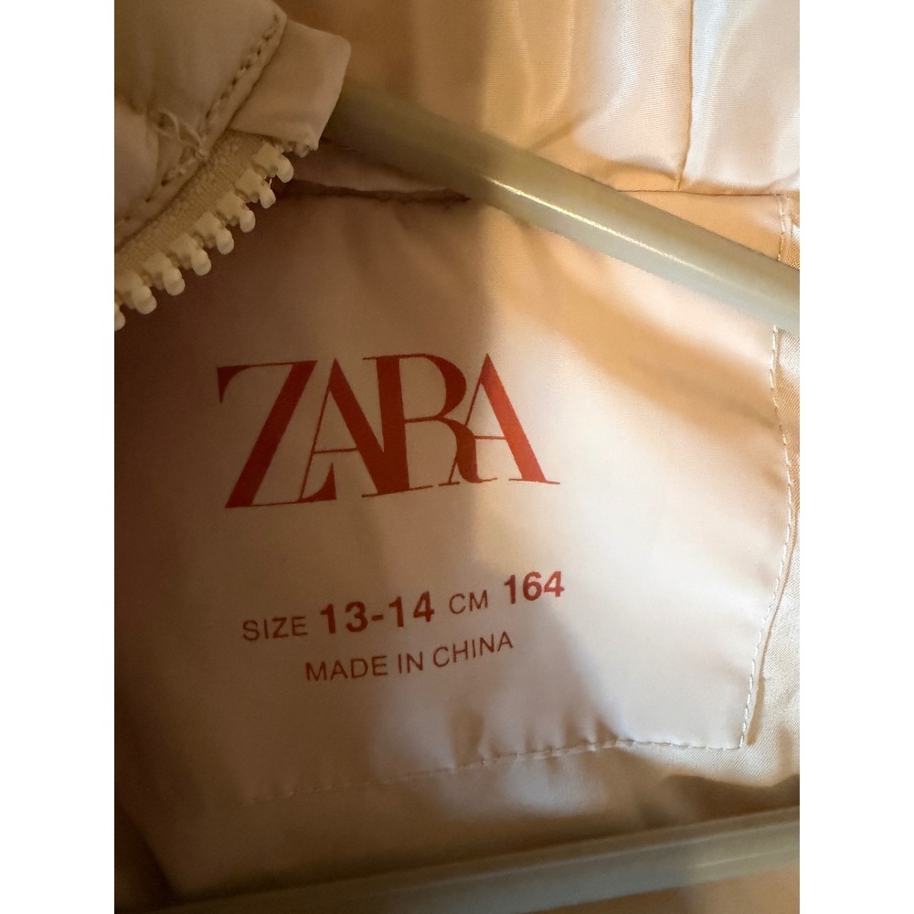 Zara Girls 13-14 /Women XS Quilted Hooded Puffer Vest cream Longline Onion Quilt - Picture 4 of 6
